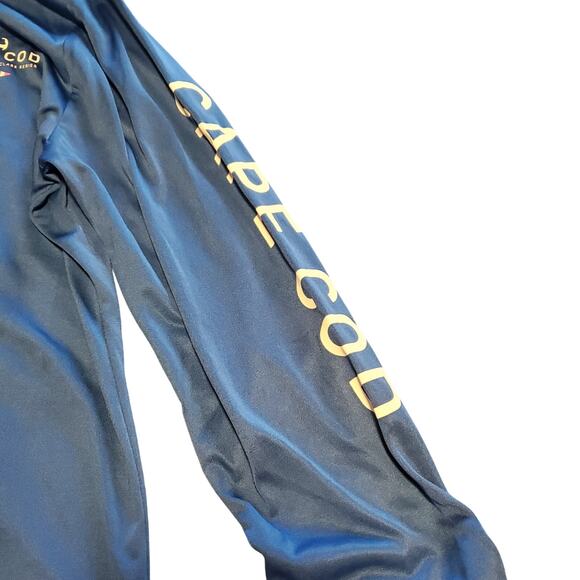 Cuffy's Unisex Size L Long Sleeve Polyester Silky Logo T-Shirt FITTED Blue FLAWS - Picture 6 of 9